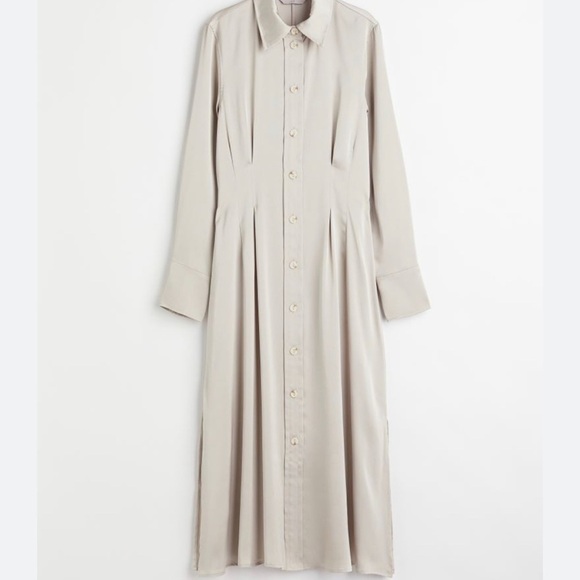 H&M Satin Midi Dress Light Taupe - M - Picture 1 of 8